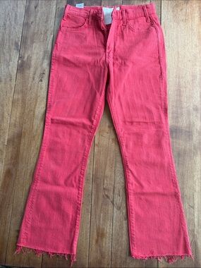 Mother High-Rise Red Flared Jeans